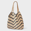 Chevron Woven Straw Tote Bag